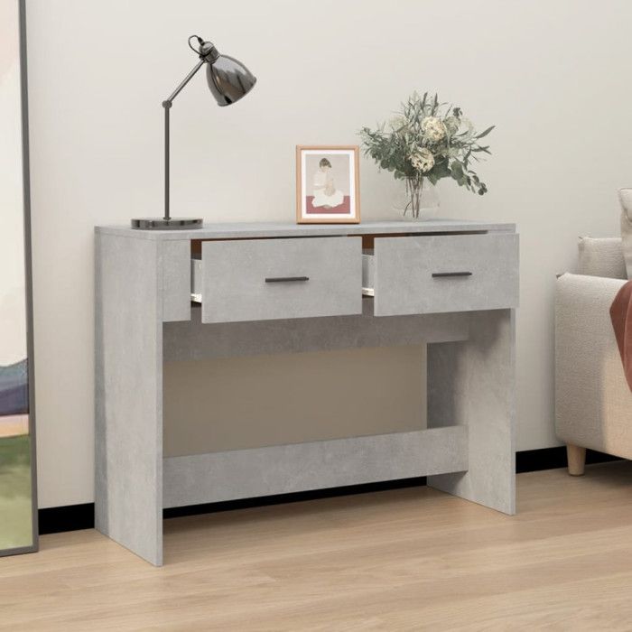 Table console Gris béton 100x39x75 cm Bois d ingénierie