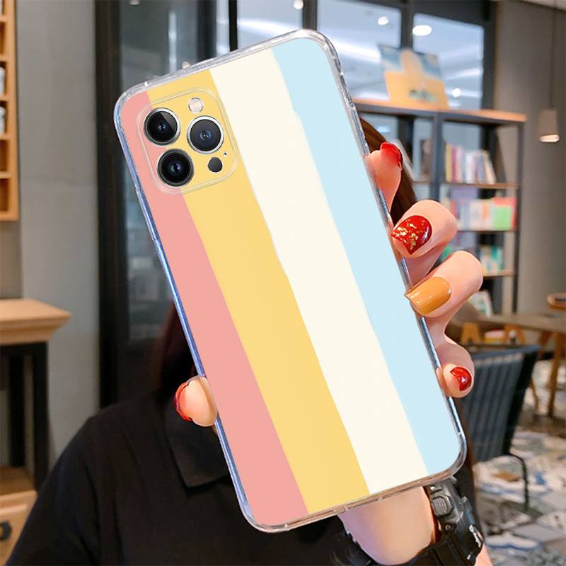 Colorful Rainbow Stripe Phone Case For iPhone 14 13 12 11 Pro Max XS X XR SE 2020 6 7 8 Plus Mini Transparent Shell