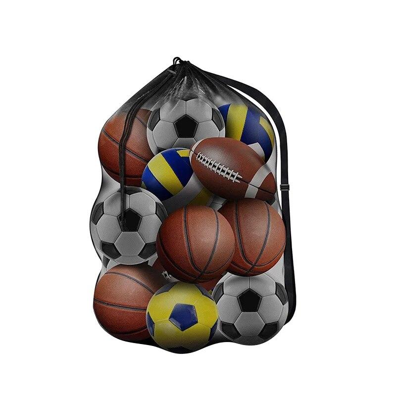 Grande borsa a rete per riporre basket, calcio, pallavolo, borsa a tracolla regolabile con coulisse, attrezzatura per l'allenamento sportivo con palla