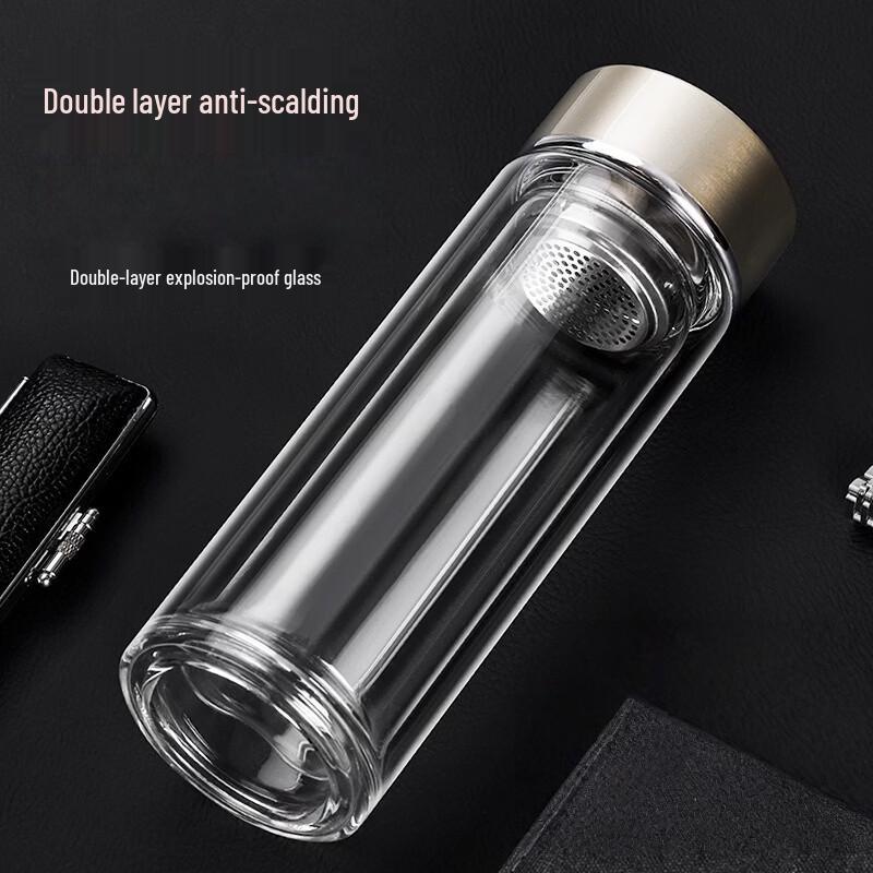 High Borosilicate Double-Layer Glass Tea Infuser Cup