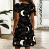 Plus Size Ladies V Neck Short Sleeve Dress Abstract Printed Loose Casual Dress For Summer Holiday Outfit