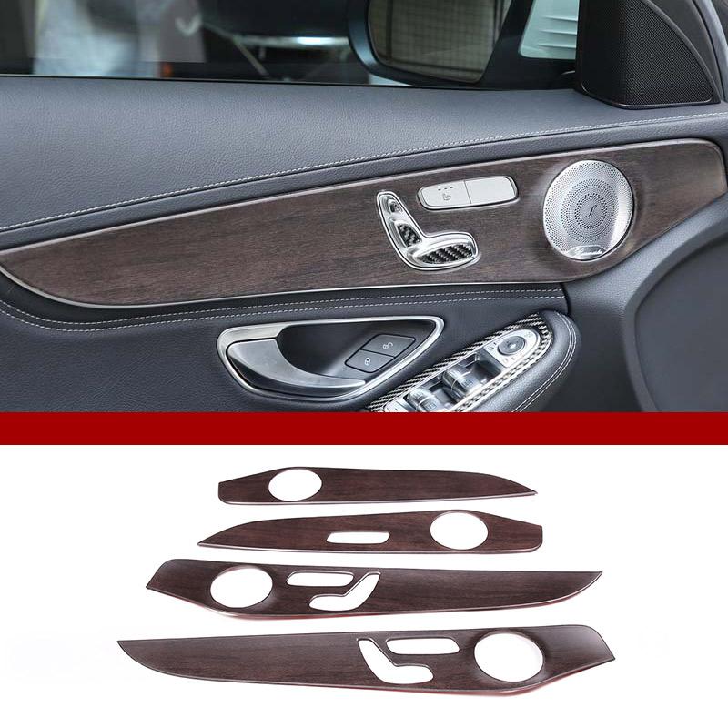 För Mercedes-Benz C-klass GLC W205 C180 2015- ABS Kolfiber Bilinteriör Dörrdekorationspanel Skyddslister Tillbehör