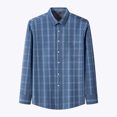 Winter Cotton Oxford Casual Shirts Striped Plaid Business Men Long Sleeve Warm Shirt 2 Layers