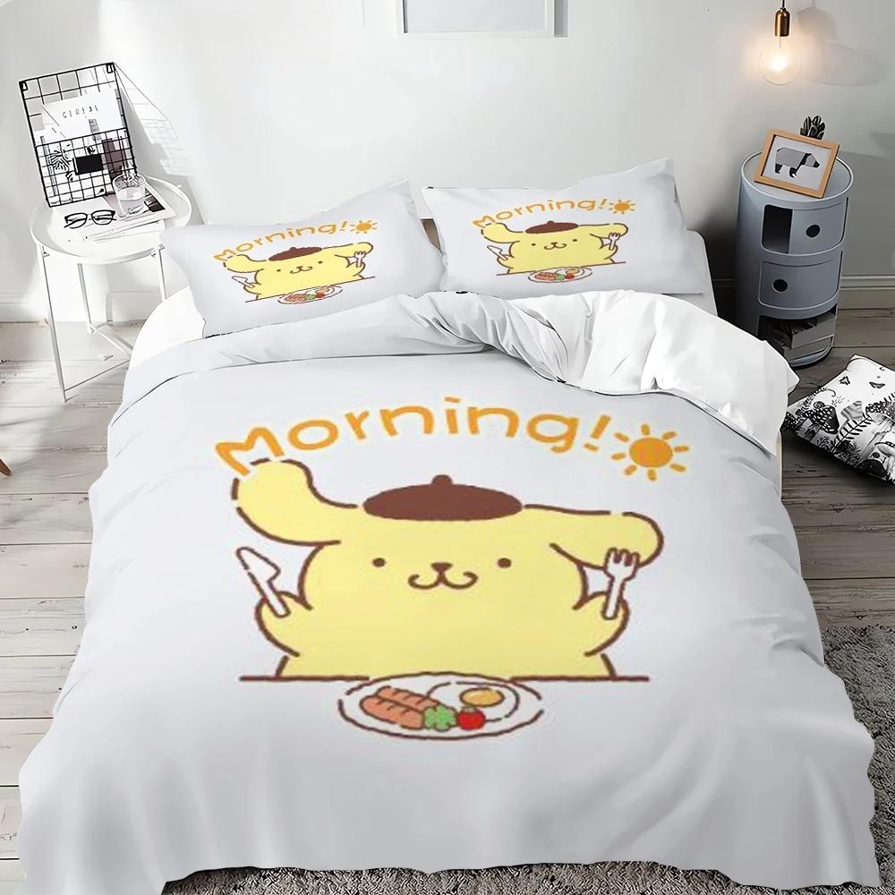 Duvet Cover Pompompurin Pillowcase Quilt Cover Needlework Bedding, Single Bed Double Bed Extra King Size Full Size Bedding Set