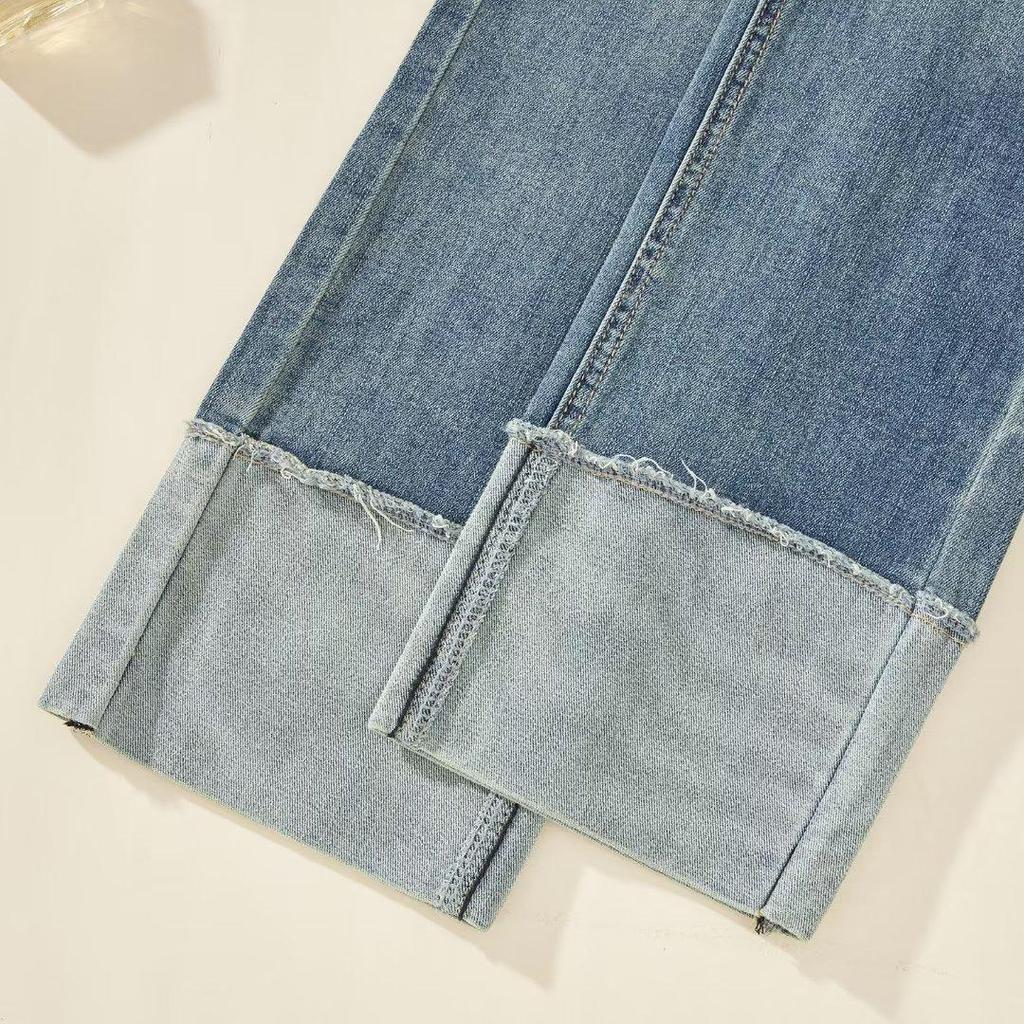 Blugi cu Talie Înaltă și Picior Drept pentru Fete - Tendință Primăvară/Toamnă 2023