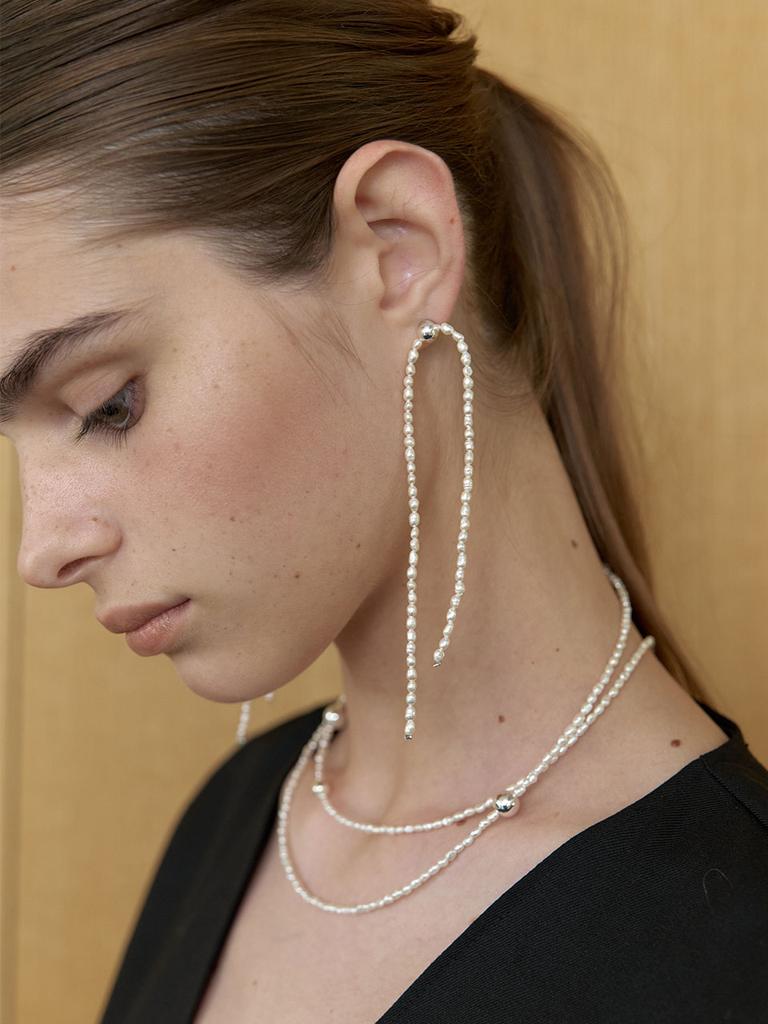 Love Me Monster Shining Pearl Lace Earrings (L253Mer040)