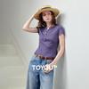 Chuyu Women's 2026 Summer Henley Neck Slim-Fit Tencel Wool T-Shirt