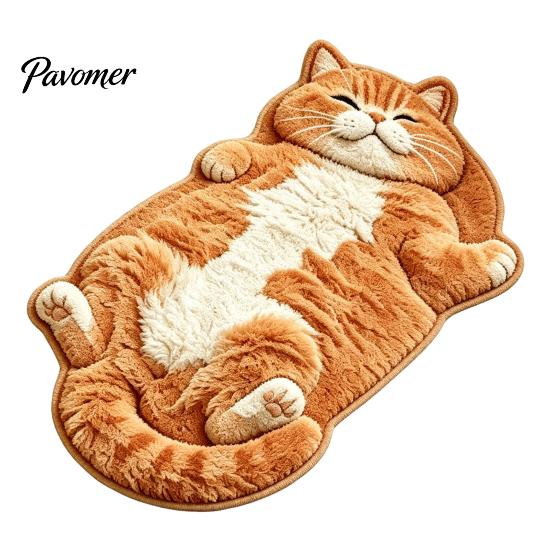 Pet Themed Home Decor Realistic 3D Sleeping Cat Plush Rug, Soft Imitation Cashmere Bath Rug Absorbent Floor Mat, Non-slip Decorative Carpet