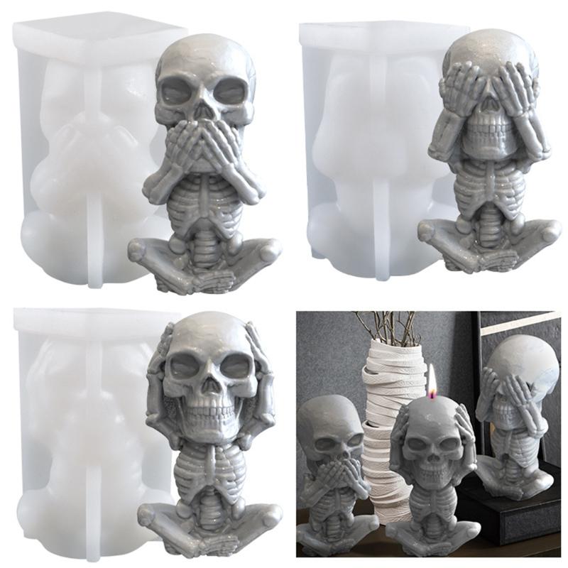Flexible Resin Mold Skull Shape Ornament Molds Easy Releasing Silicone Texture for Epoxy Creative Table Decorations