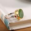 New  Round Natural Hetian Jasper Rings For Women Classic Exquisite Openable Gawu Box Chinese Style Fashion Jewelry