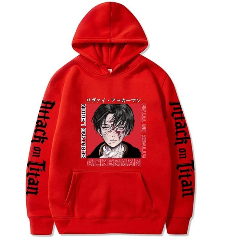 Anime Attack On Titan Levi Ackerman Graphic Print Hooded Men Women Long Sleeve Hoodies Unisex Sweatshirt Harajuku