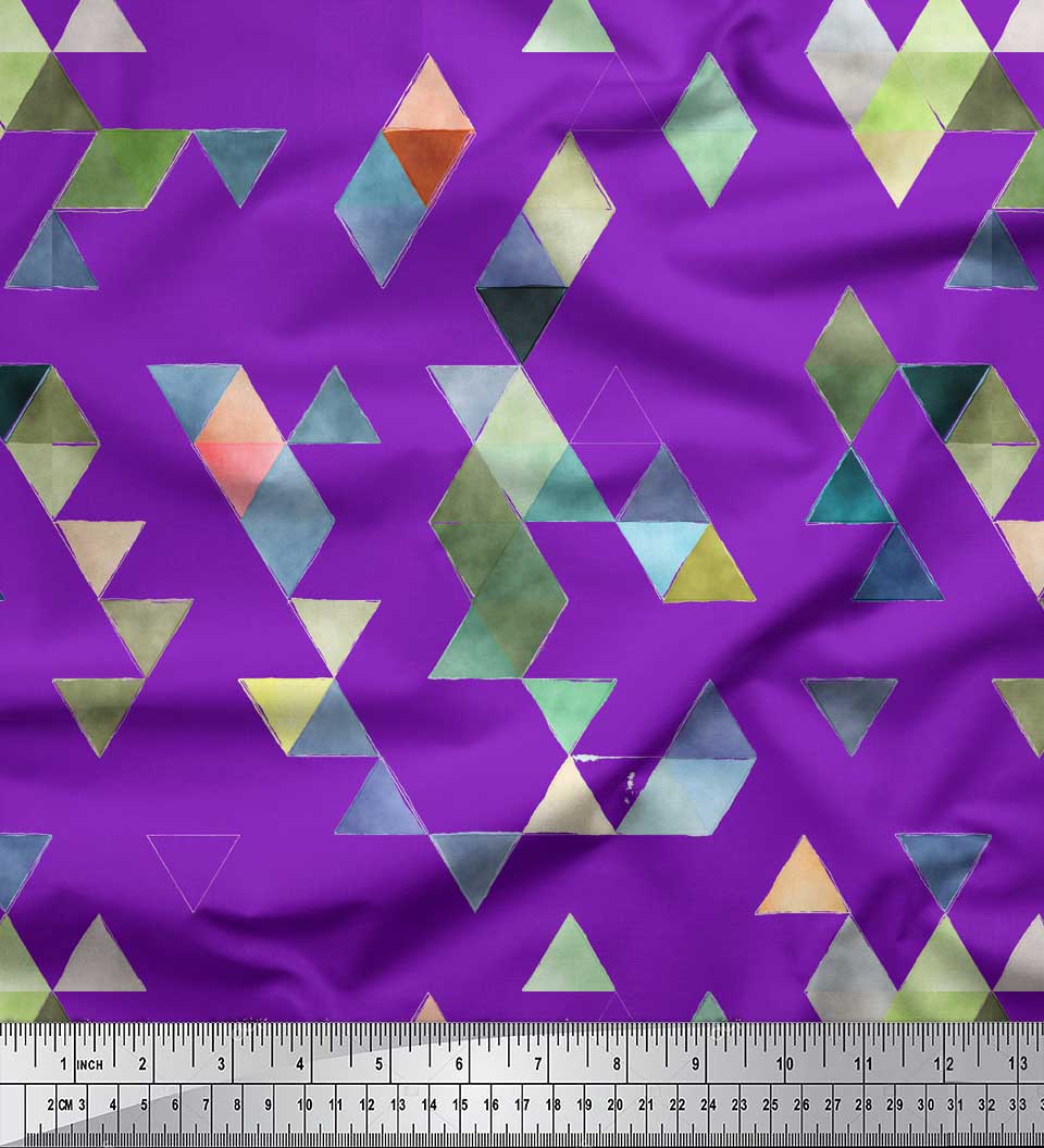 

Soimoi Red Japan Crepe Satin Fabric Triangle Art Geometric Decor Fabric Printed metre 42 Inch 42 Inch Wide - Poly Crepe Фіолетовий
