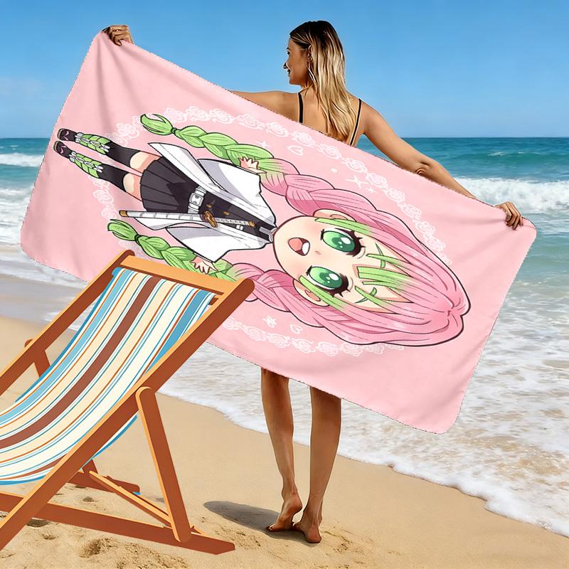 Demon Slayer Print Beach Towel, Large Soft Quick Dry Towel for Beach Camping Swimming