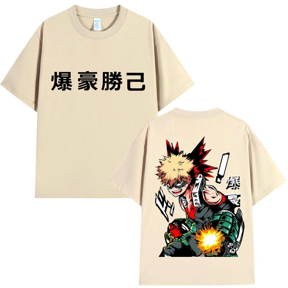 Anime My Hero Academia Katsuki Bakugo T-Shirts Men Women Vintage Manga High Quality T Shirt Loose Cotton Casual Tees