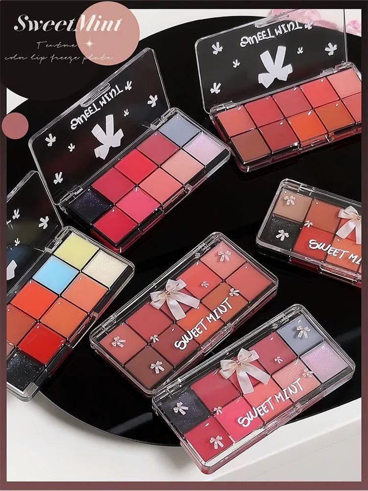 DIY Lipstick Ten-Color Lip Jelly Palette, Glossy Mirror Finish Self-Adjustable Lip Glaze, Nude Color Series, Layered Application, Plump Lip Gloss
