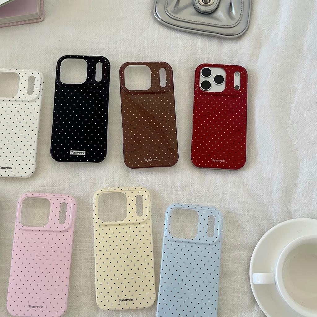 INS Brown Pink Polka Dots Purple Phone Case for iPhone 17 16 15 14 13 12 11 X XS XR XSMAX 7 8 Air Pro Max Plus Luxury