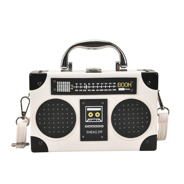 Fun Creative Radio Shape Women Handbag Fun Retro Individual Crossbody Bag Vintage Shoulder Bag Unique Small Box Messenger Bag