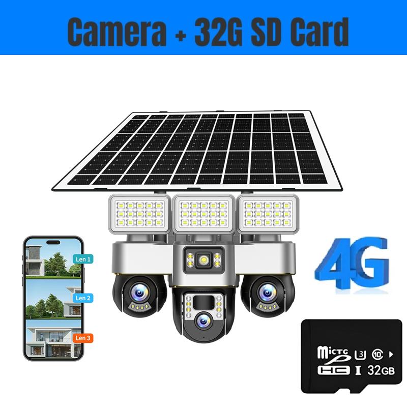 2-in-1 Solar Light & Camera – 3 Screens, 16000mAh, Wireless WiFi CCTV IP Camera, Night Vision Outdoor Surveillance