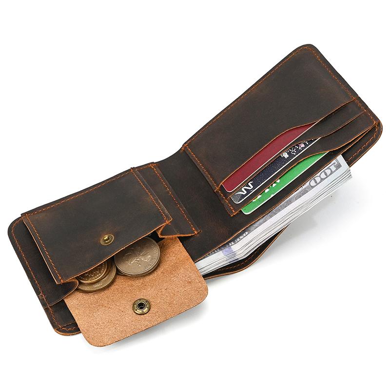 High Quality Coin Purse Travel Wallet Genuine Leather Men Women Card Holder Retro Fashion Man's Short Purse Retro Wallet Male