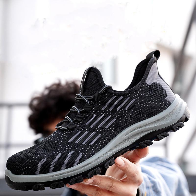 Men Fashion Breathable Steel Toe Caps Work Shoes Summer Safety Boots Air Mesh Worker Sneakers Tooling Security Footwear Protect
