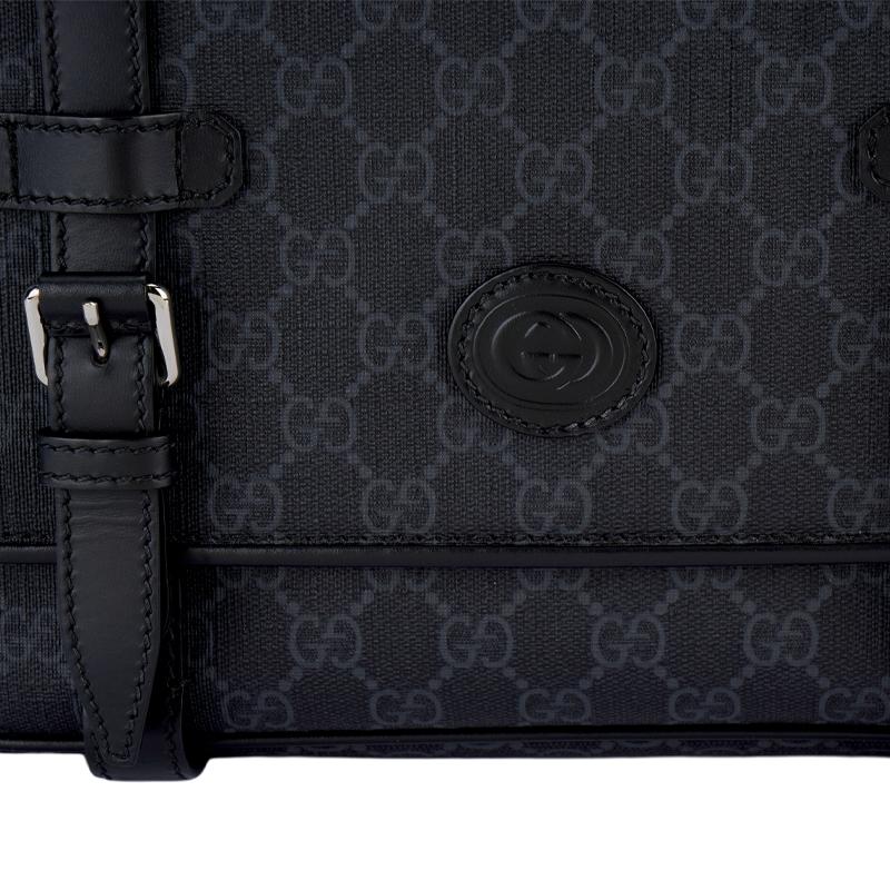 Gucci Bolso Bandolera Mensajero de Lona con Monograma GG en Negro Para Hombres Uso Diario