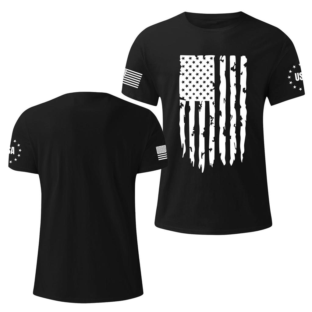 Pánské módní ležérní tričko s krátkým rukávem a kulatým výstřihem s potiskem Dne nezávislosti