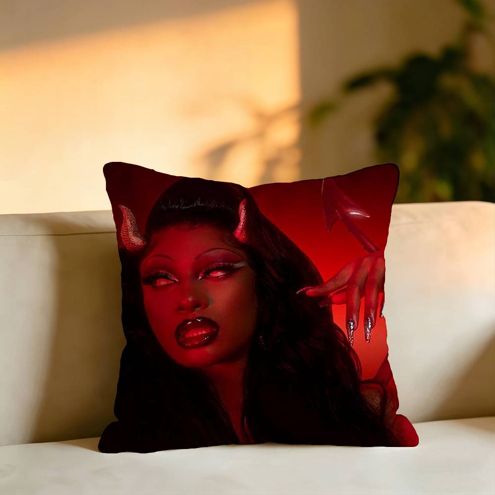 Hot Rapper MMegan Thee Stallion Pillow Case Square DoubleSided Sofa Cushion Cover Bedroom Bedside Pillow