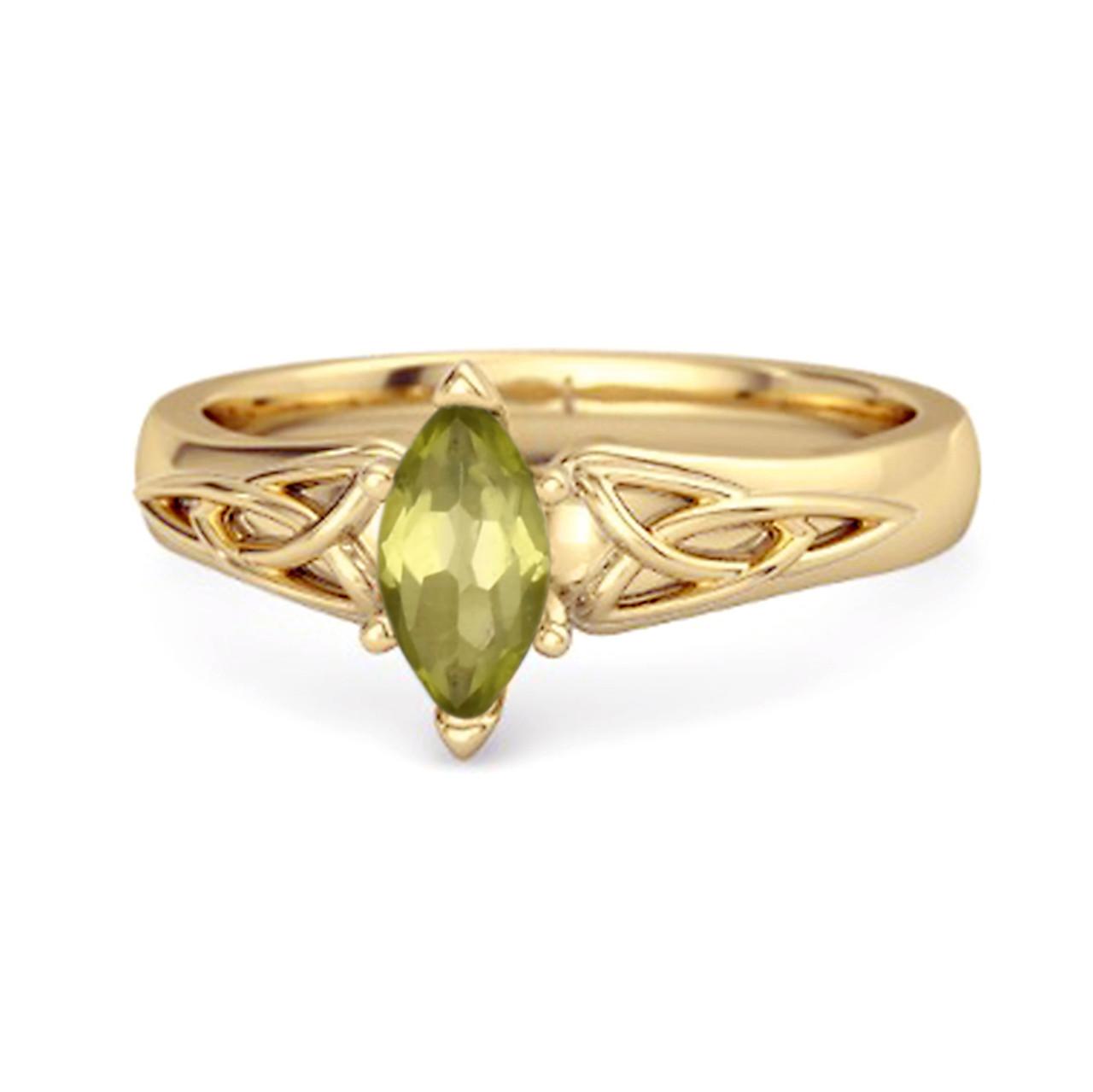 

Celtic Peridot Ring 925 Sterling Silver Gold Vermeil Trinity Knot Band Ring 10.5 жовтий/золотий