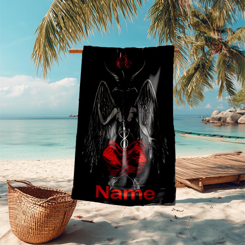 Personalized customized proof beach towel with Baphomet pattern - soft, absorbent, quick-drying, perfect swimming, camping&bathing