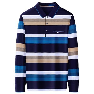 Μπλουζάκι με μακρυμάνικο πέτο Dad's Ανδρικά ενδύματα μάρκας πολυχρηστικό νέο πουκάμισο με κάτω κάτω Ανδρικό μπλουζάκι με ρίγες