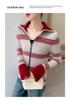 Color Block Slim Fit Cashmere Cardigan - Women's High Collar Zipper Sweater.