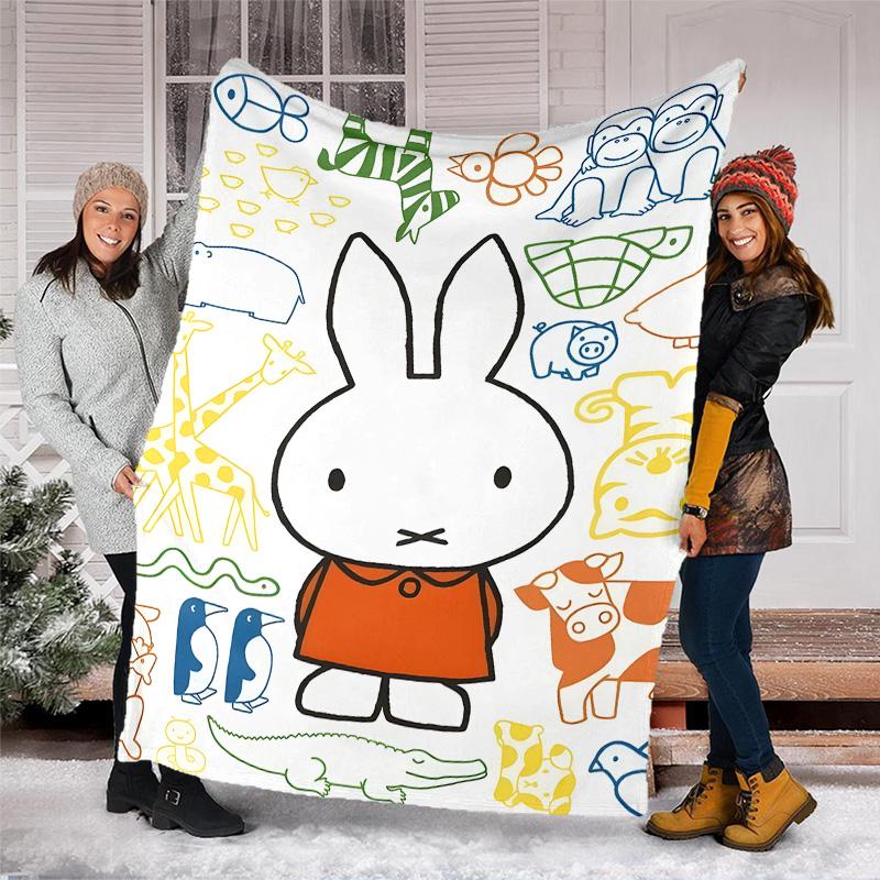 1pc Miffy1 Theme Blanket - Digital Print, Polyester, Cozy for All Seasons, Perfect for Outdoor, Camping, and Travel