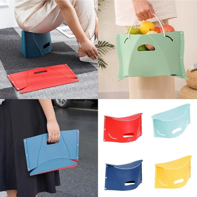 Plastic Card Folding Stool Outdoor Camping Seats Storage Bag Portable Shopping Basket for Hiking Picnics Camping