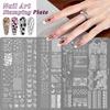 Home Manicure Nail Stamping Plate with Etched Metal Nail Art Templates, Reusable Nail Art Tool for Precise Pattern Transfer