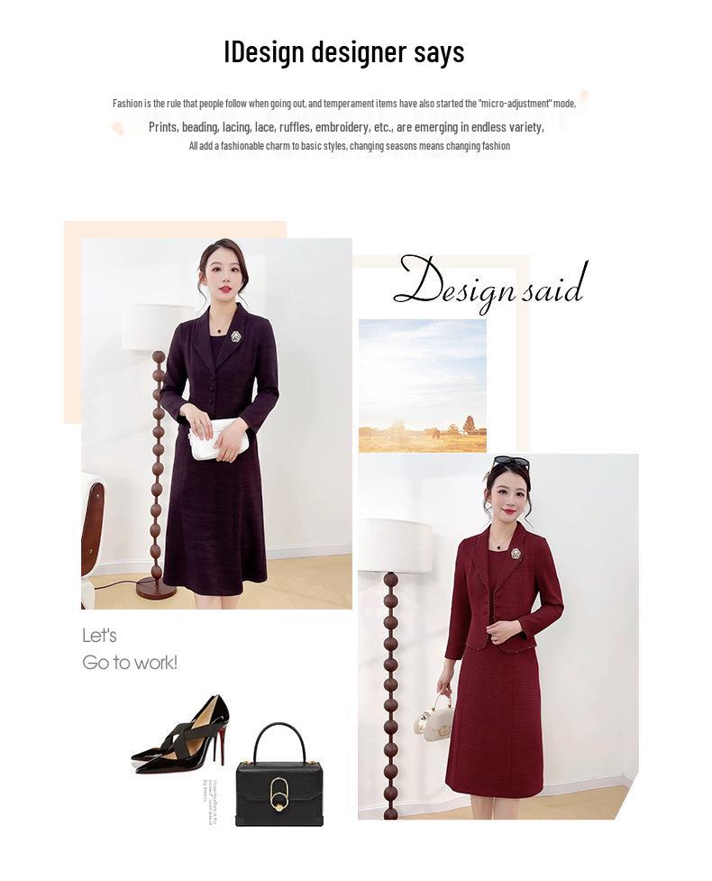 Spring 2026 Elegant Korean-Style Slim Plus Size Two-Piece Dress for Women - Over-the-Knee Commuting Skirt