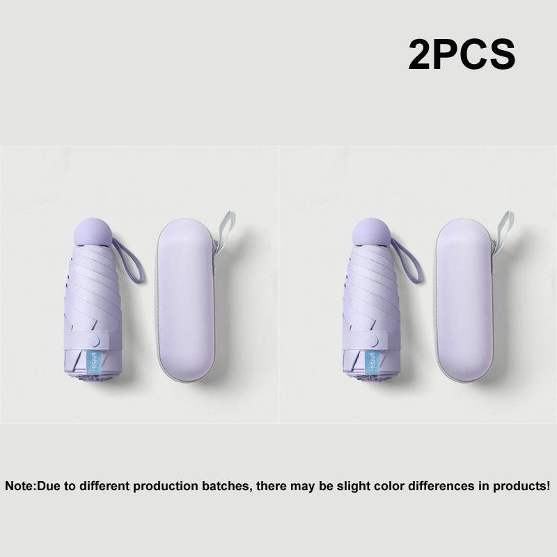 2pcs Portable Capsule Umbrella With Box, Dual Use Sunshade And Rain Protection Lightweight Folding Umbrellas For Office, Travel
