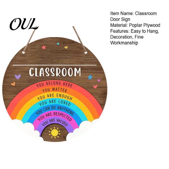 Classroom Decor Sign Wooden Welcome for Door, to Our Round Door Hanging Hanger, Front Sign, Back School Preschool Decoration