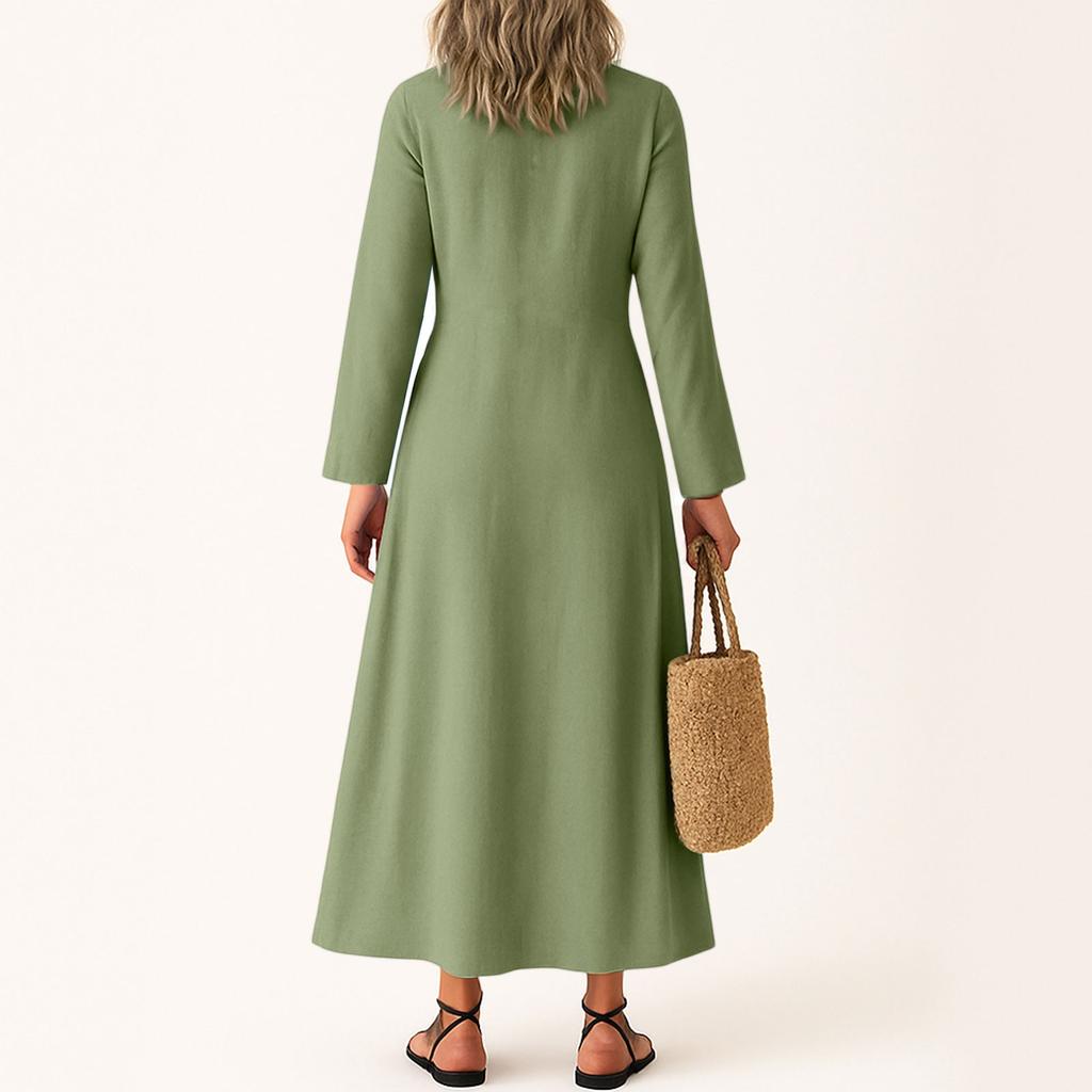 Dress For Women Long Boho Beach Dress Elegant Maxi Dress V-Neck Long Sleeve Dress