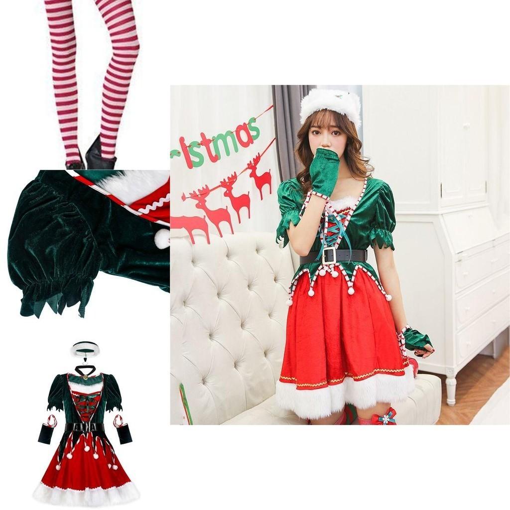 Festive Short Sleeve Santa's Helper Costume With Soft Touch Velvet Material