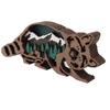 Wooden Craft Ornament 3D Engraving Animal Statue Wood Carving Figurine for Household Desk