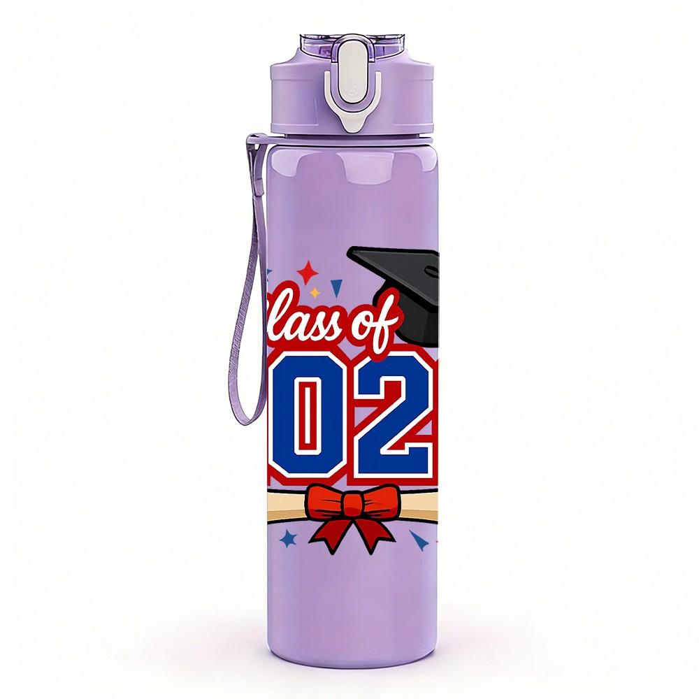 1PC Class Of 2026 Grad Badge Art 750ml Color Plastic Sports Water Bottle Leakproof Flip Straw Lid Suitable for Sports Office Home Use