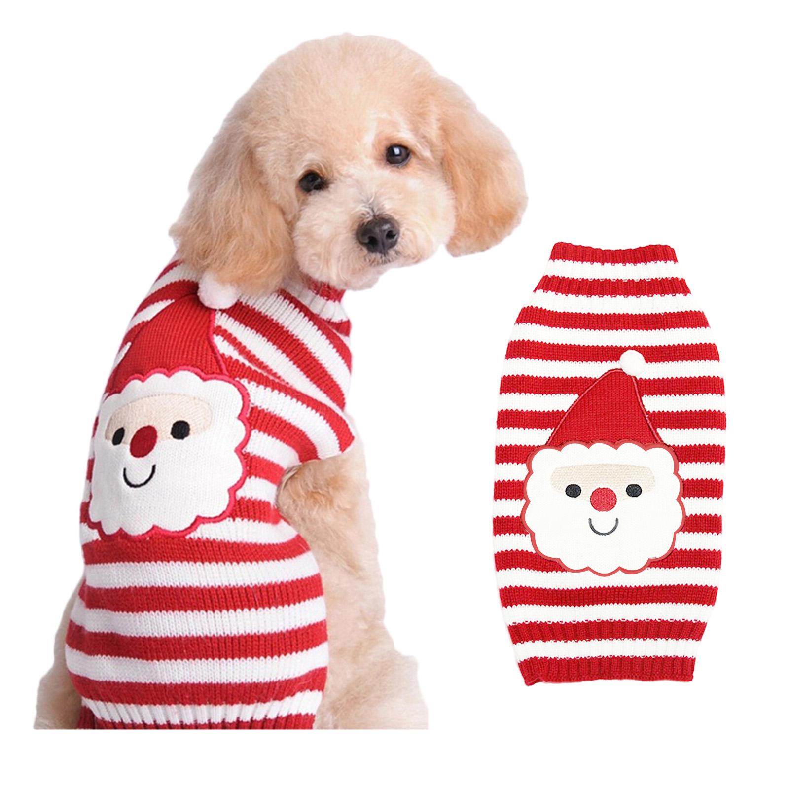 Christmas Pet Clothes Knit Vest Red Nose Pet Sweater Teddy Dog Sweater Winter Cartoon Dog Clothes Sweater Pet Clothes (Watermelon Red,XXS) арбуз красный
