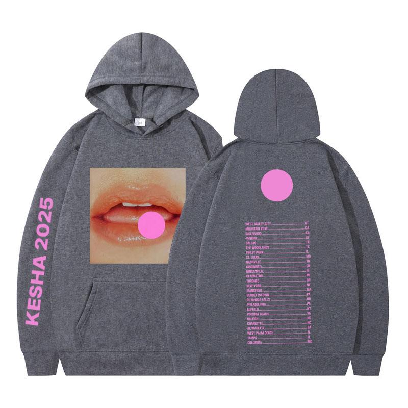Tits Out Tour T-Shirt Kesha Sängerin Print Hoodie Herren Damen Ästhetischer Pullover Lässig Langärmlig Locker Lässig Übergroße Sportbekleidung