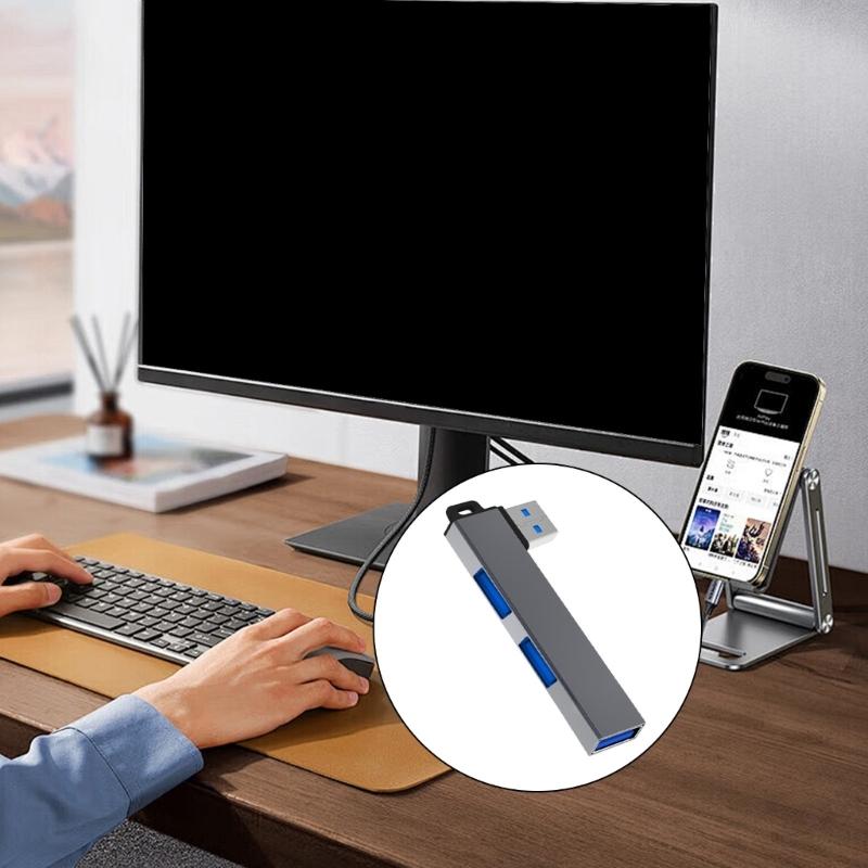 Aluminum Alloy USB3.0 Hubs Expander with 3USB Port for Window, Linux, and Androids Devices Stable Data Transfer