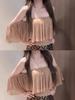 [Ice Silk Washing Water] One-word Shoulder Ruffle Leaf Edge Tube Top Knitted T-shirt Women's Summer Design Feeling Spice Girl Sexy Top
