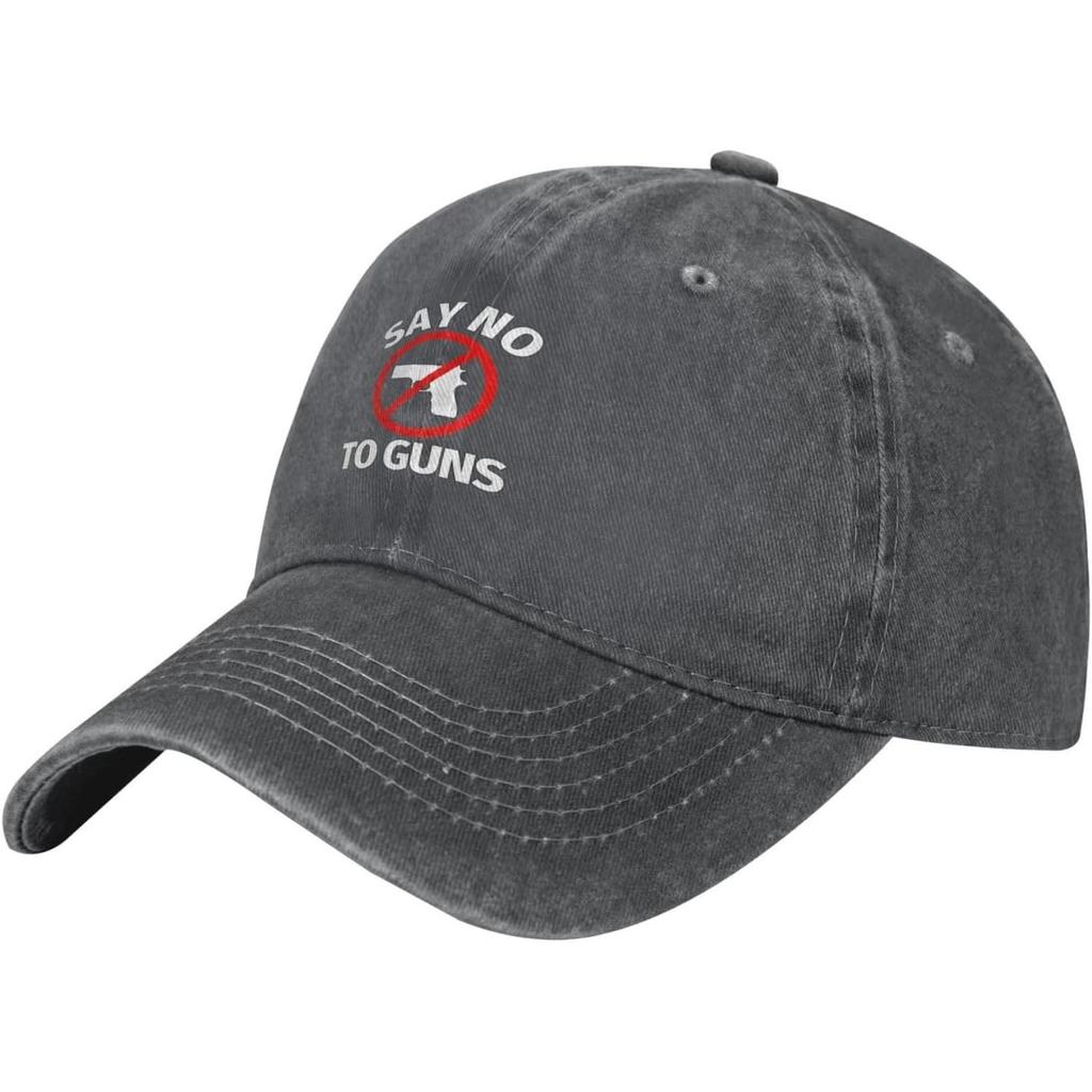 Say No To Guns Baseball Cap Washed Denim Casual Adjustable Low Profile Outdoor Sports Hat