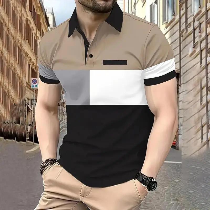 New Summer Fashion Collar Men s Casual T-shirt Business Polo Shirt Loose Top S