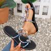 Fashion Plus Size 2025 Summer New Women's Open Toe Slippers Outdoor Mixed Colors Crystal Butterfly Low Heel Sandals Daily Beach Slippers