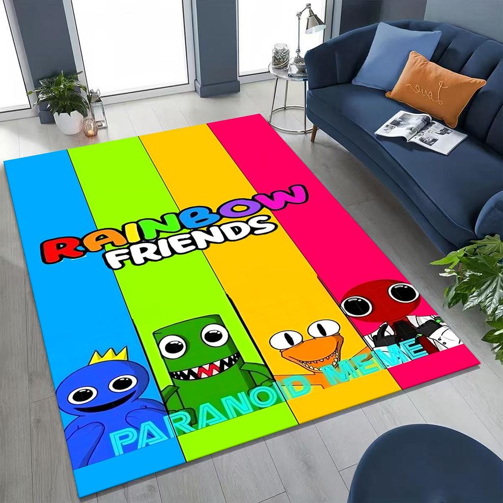 Game 3D R-Rainbow F-Friends Cartoon Art Rug for Bedroom Living Room Sofa Home Doormat Decor,Large Kid Play Non-slip Floor Mat