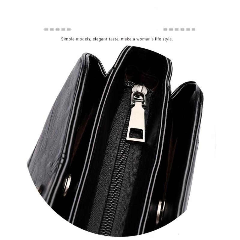 Mini geantă simplă de culoare solidă, geantă din piele PU, geantă de umăr versatilă la modă clasică (9,05"x4,72"x6,69")